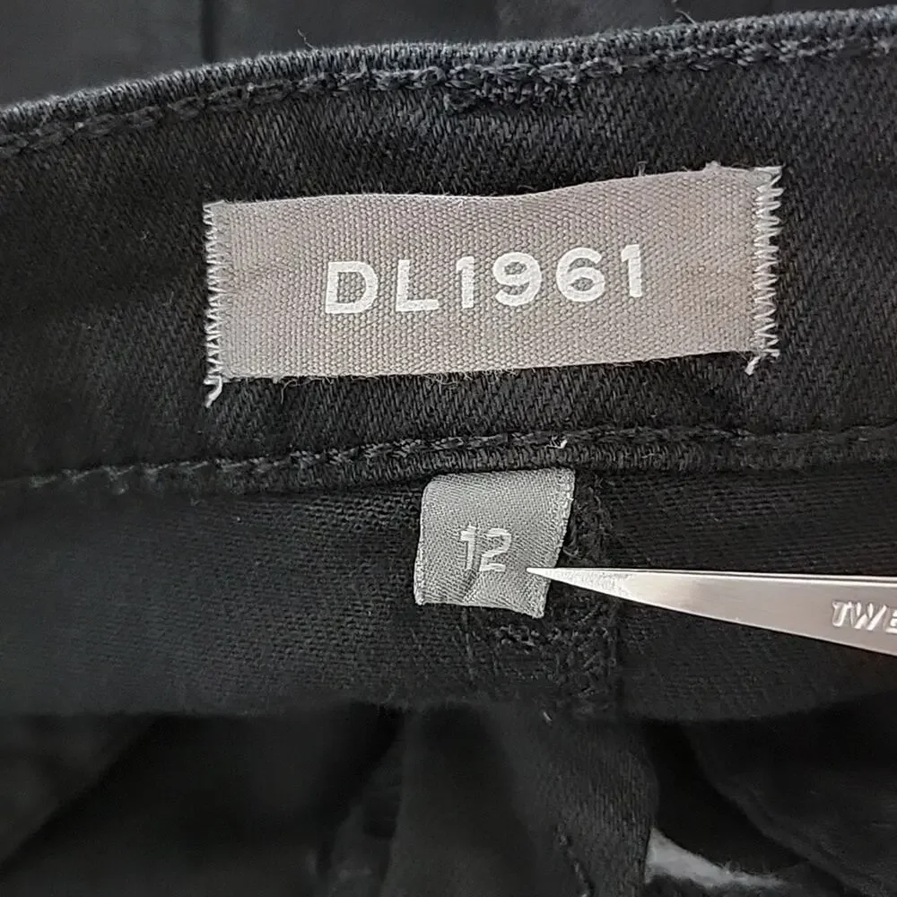 DL1961 Girls Denim‎ Jenny Mini Skirt in Black Jet Set Raw Hem 12